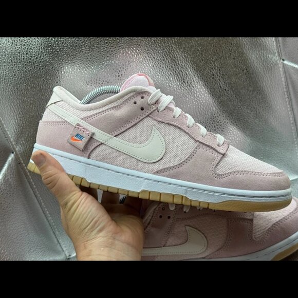 Size 11 Nike Dunk Low Teddy Bear Light Soft Pink Athletic Running Suede Sneaker - Picture 2 of 10